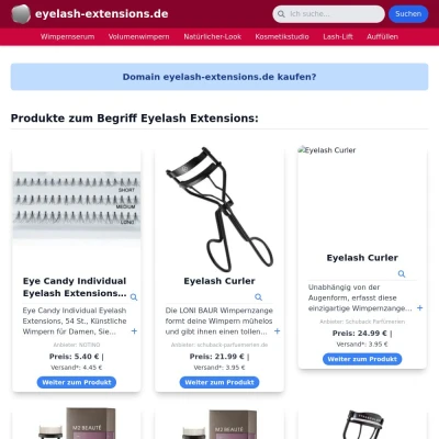 Screenshot eyelash-extensions.de
