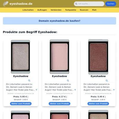 Screenshot eyeshadow.de