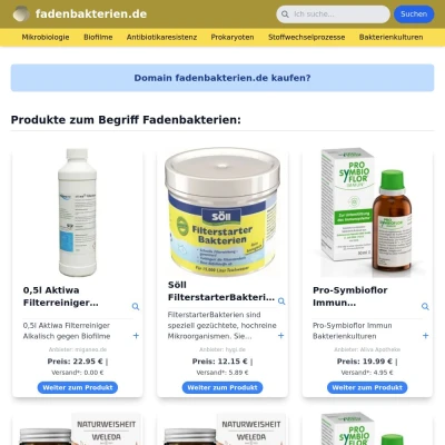 Screenshot fadenbakterien.de