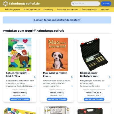 Screenshot fahndungsaufruf.de