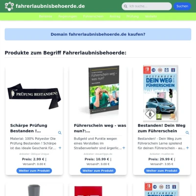 Screenshot fahrerlaubnisbehoerde.de