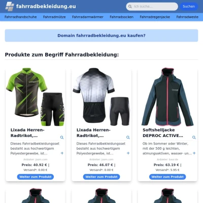 Screenshot fahrradbekleidung.eu