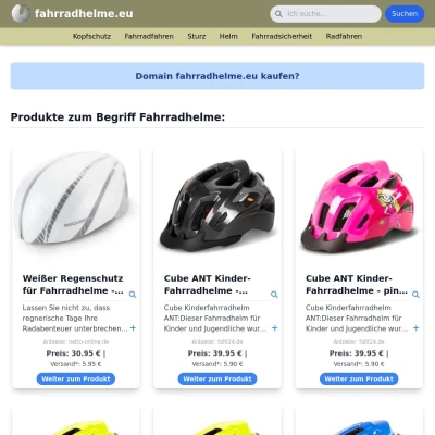 Screenshot fahrradhelme.eu