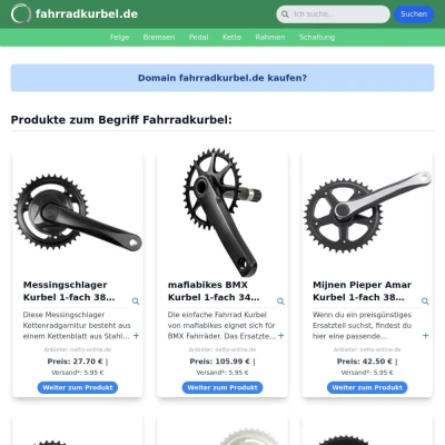 Screenshot fahrradkurbel.de