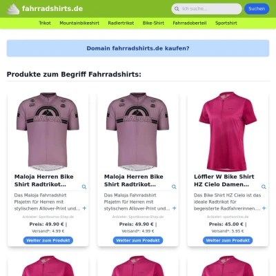 Screenshot fahrradshirts.de