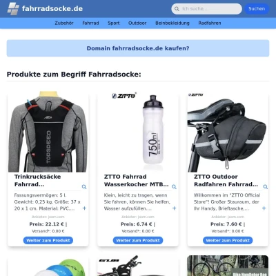 Screenshot fahrradsocke.de