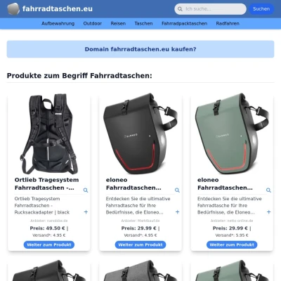 Screenshot fahrradtaschen.eu