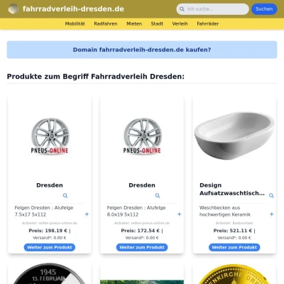 Screenshot fahrradverleih-dresden.de