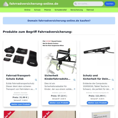 Screenshot fahrradversicherung-online.de