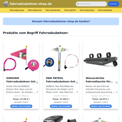 Screenshot fahrradzubehoer-shop.de