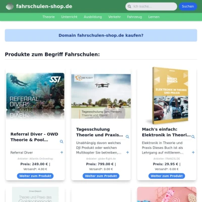 Screenshot fahrschulen-shop.de