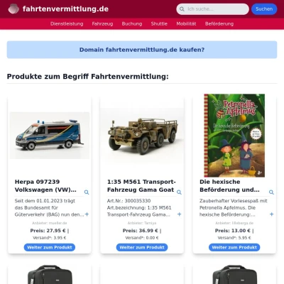 Screenshot fahrtenvermittlung.de