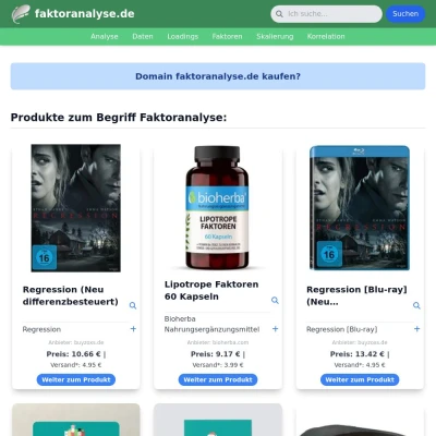 Screenshot faktoranalyse.de