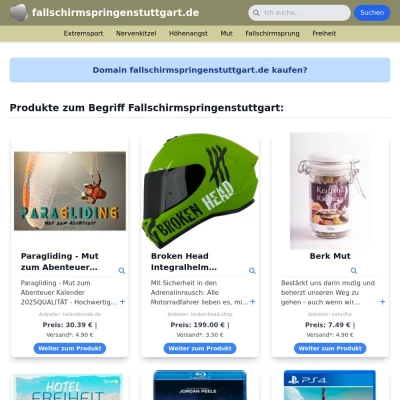 Screenshot fallschirmspringenstuttgart.de