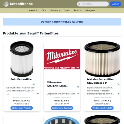 Screenshot faltenfilter.de