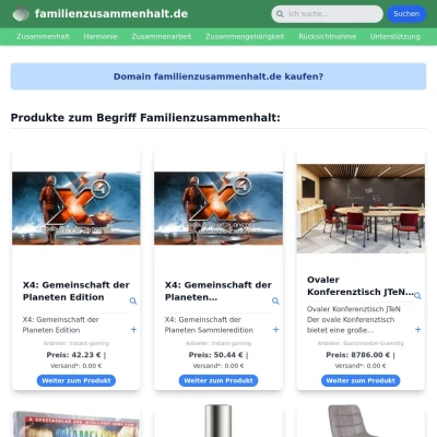 Screenshot familienzusammenhalt.de