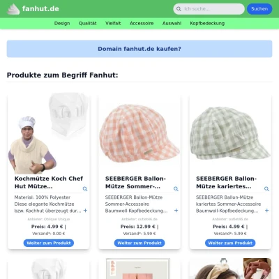 Screenshot fanhut.de