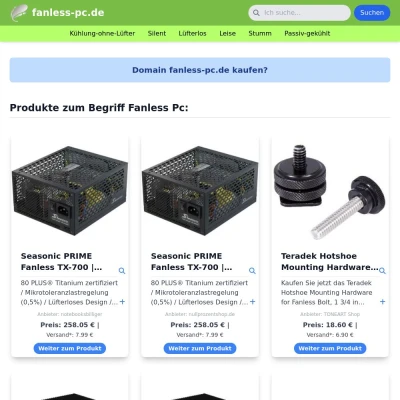 Screenshot fanless-pc.de