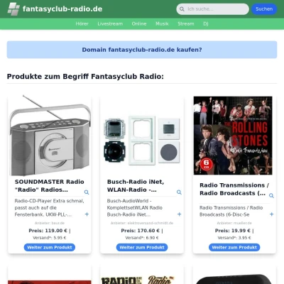 Screenshot fantasyclub-radio.de