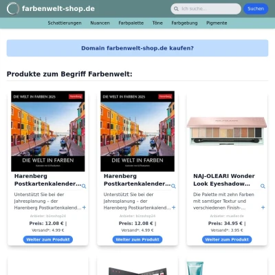 Screenshot farbenwelt-shop.de