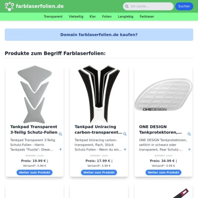 Screenshot farblaserfolien.de