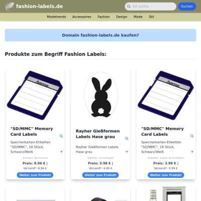 Screenshot fashion-labels.de