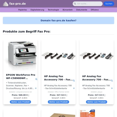 Screenshot fax-pro.de