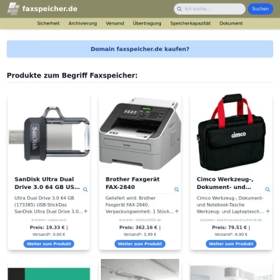 Screenshot faxspeicher.de