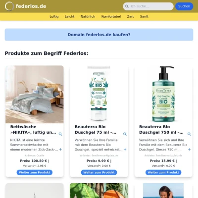 Screenshot federlos.de