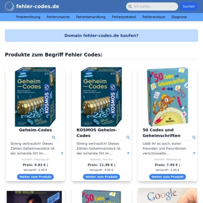 Screenshot fehler-codes.de