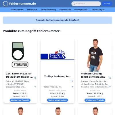 Screenshot fehlernummer.de