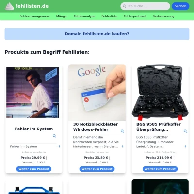 Screenshot fehllisten.de