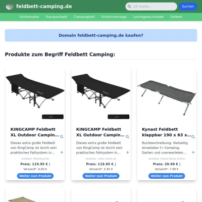 Screenshot feldbett-camping.de