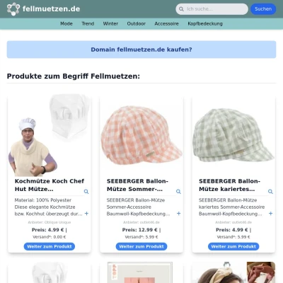 Screenshot fellmuetzen.de