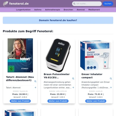 Screenshot fenoterol.de