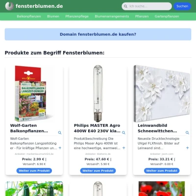 Screenshot fensterblumen.de