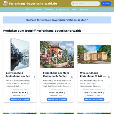 Screenshot ferienhaus-bayerischerwald.de