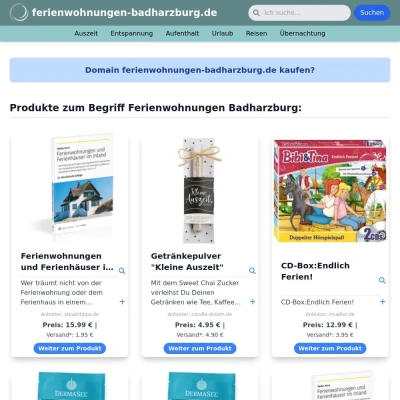 Screenshot ferienwohnungen-badharzburg.de