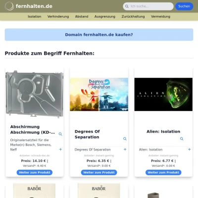 Screenshot fernhalten.de