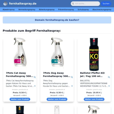 Screenshot fernhaltespray.de