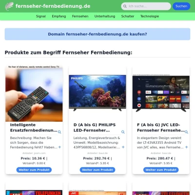 Screenshot fernseher-fernbedienung.de