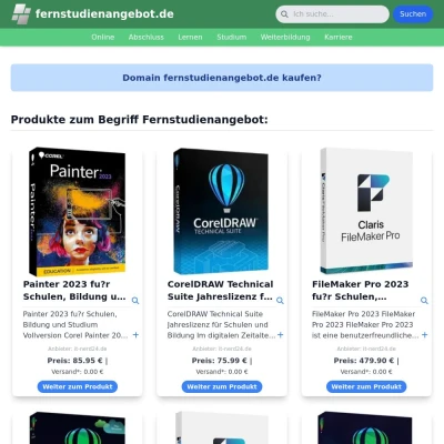 Screenshot fernstudienangebot.de