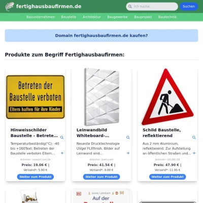 Screenshot fertighausbaufirmen.de