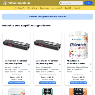Screenshot fertigprodukte.de