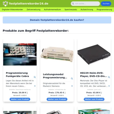 Screenshot festplattenrekorder24.de