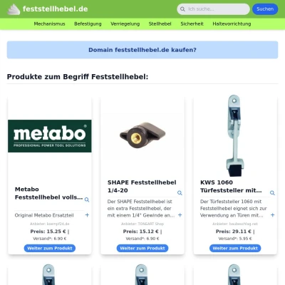 Screenshot feststellhebel.de