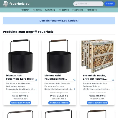 Screenshot feuerholz.eu
