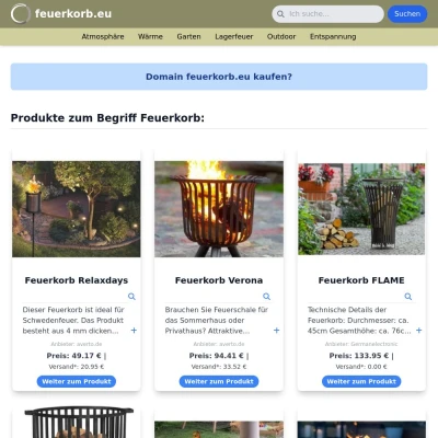 Screenshot feuerkorb.eu