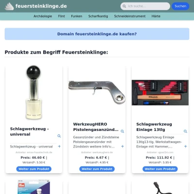 Screenshot feuersteinklinge.de