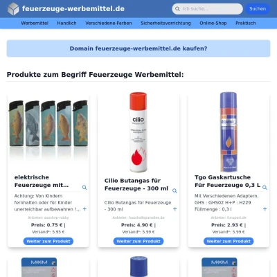 Screenshot feuerzeuge-werbemittel.de